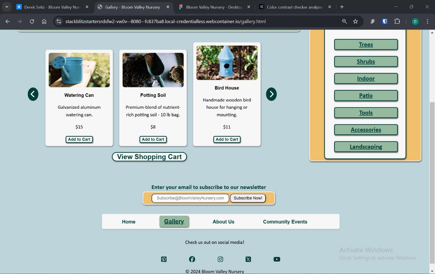 A second screenshot of the gallery page below the fold showing dynamically changed content