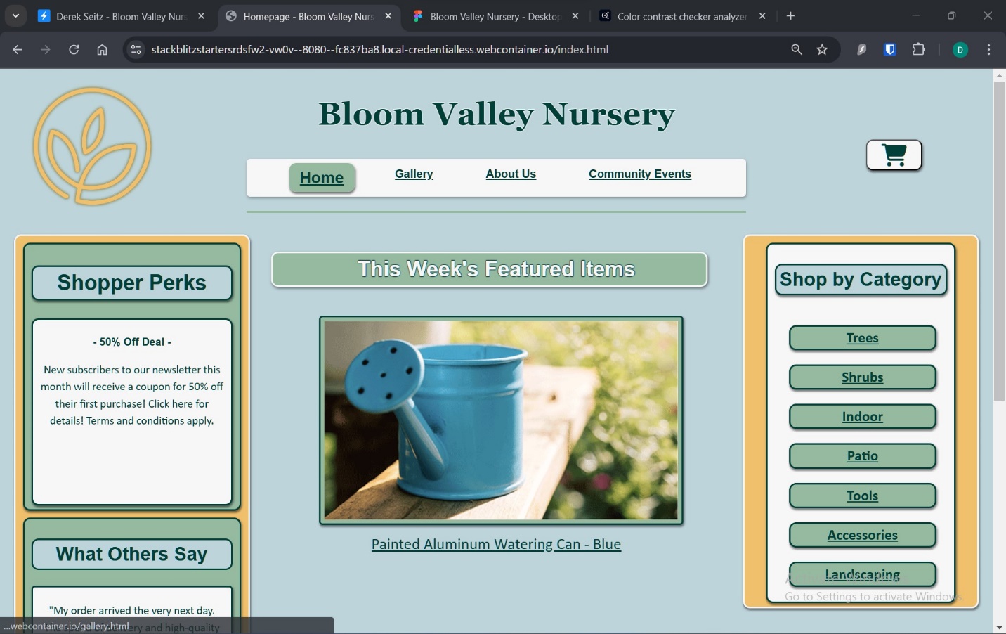 A screenshot of homepage above the fold