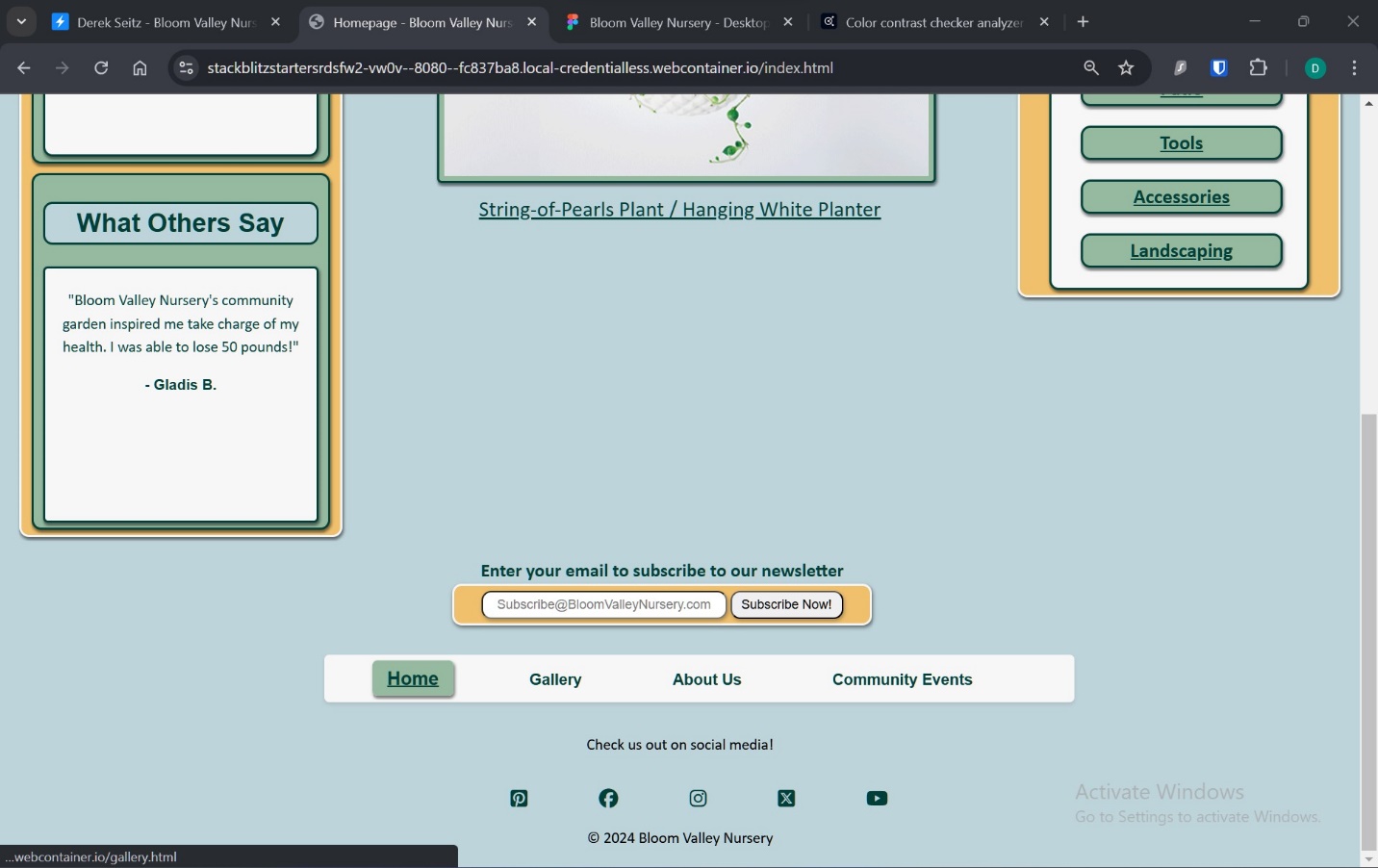 A screenshot of homepage below the fold showing dynamically changed content