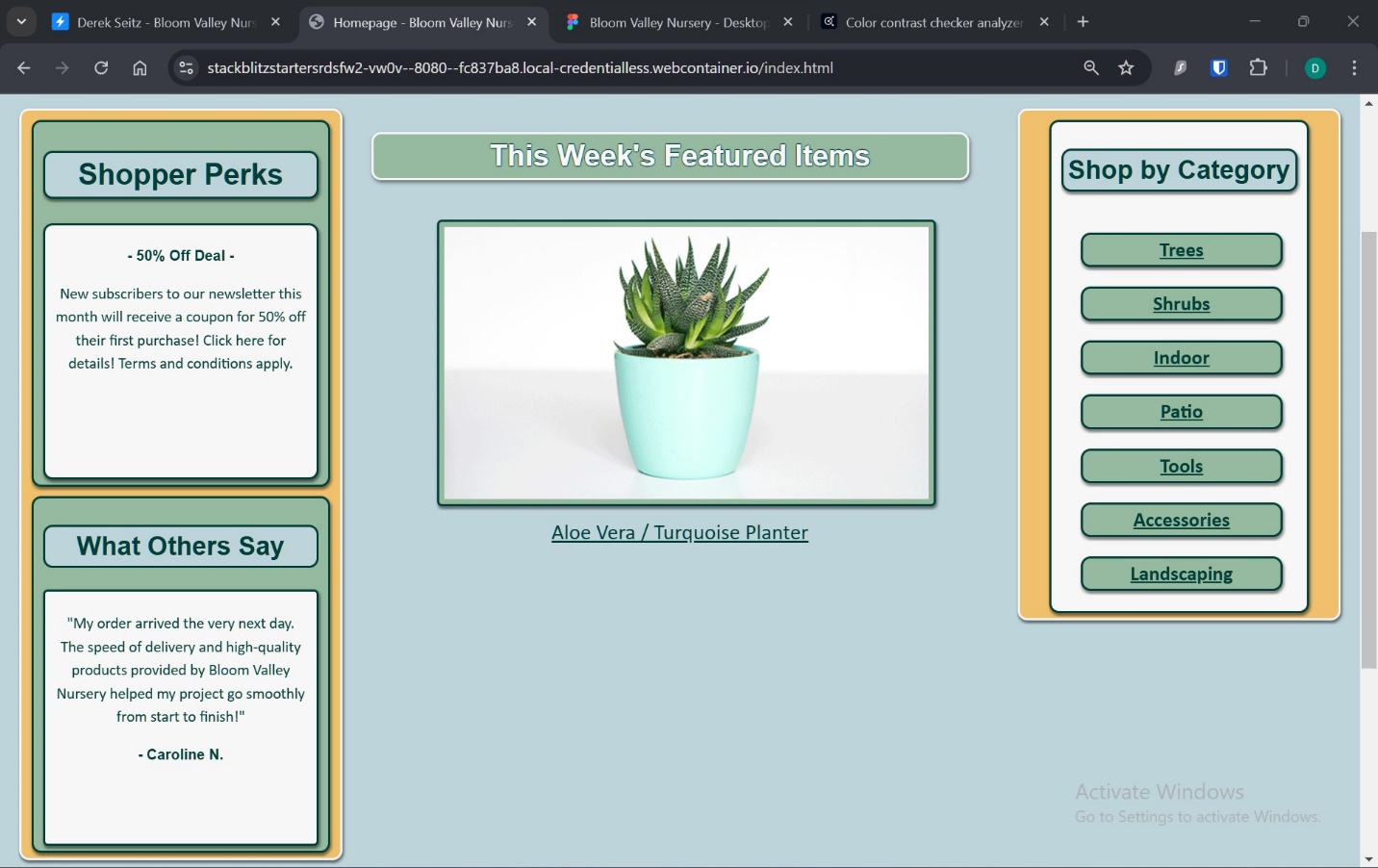 A screenshot of homepage above the fold showing dynamically changed content